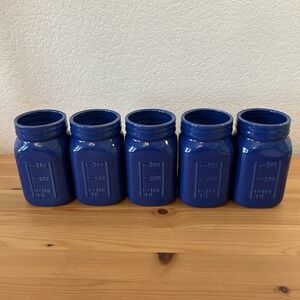 Set Of 5 Dark Blue Mason Jar Ceramic Vases Cobalt 5"